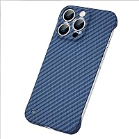 Carbon Fiber Case for iPhone 15 Pro Max/15 Pro/15 Plus/15, Lens Camera Protection Case Support Wireless Charging Anti-Scratch Phone Cover,Blue,15 Pro Max''