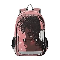 ALAZA African Girl with Headphones Laptop Backpack Purse for Women Men Travel Bag Casual Daypack with Compartment & Multiple Pockets