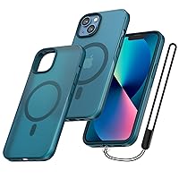 TAURI 5 in 1 Magnetic Case for iPhone 13 [Military Grade Drop Protection] with 2X Tempered Screen Protector +2X Camera Lens Protector, Translucent Matte Slim Fit iPhone 13 Case 6.1”-Light Blue