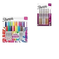 Sharpie Color Burst Permanent Markers, Fine Point, Assorted Colors, 24-Count and Metallic Permanent Markers, Fine Point, Assorted Colors, 6-Count