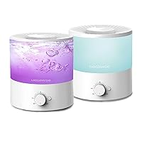 H1-XIT 2 Pack of 2L Cool Mist Humidifier, Top Refill, Nano Fine Mist Out Put, No Leakage for baby, bedroom, living room