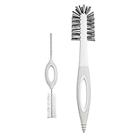 Boon Trip Double Sided Baby Bottle Brushes - Includes Baby Bottle Brush and Dual Sided Straw Brush and Detail Brush - Bottle Cleaner Brush Set - Baby Bottle-Feeding Essentials - Gray