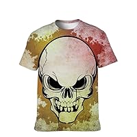Mens Cool-Funny T-Shirt Graphic-Tees Novelty-Vintage Short-Sleeve Crazy Skull Hip Hop: Boys Lightweight Tops Slim Youth Gift