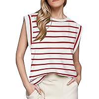 NBXNZWF Cap Sleeve Tank Tops for Women 2024 Fashion Summer Casual Loose Black and White Stripe Basic Sleeveless T-Shirts