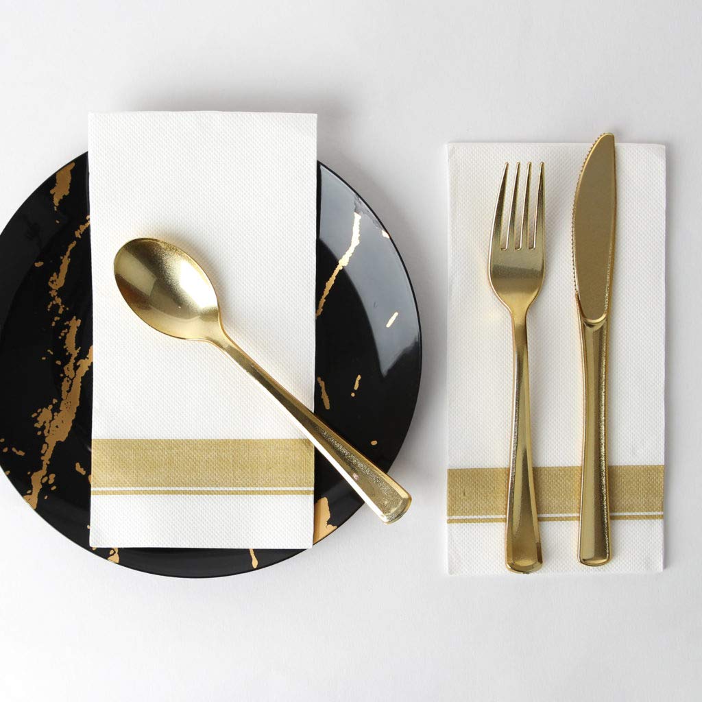 Paper Dinner Napkins | Gold Border | 50 Pcs.