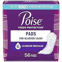 Incontinence Pads & Postpartum Incontinence Pads, 6 Drop Ultimate Absorbency, Regular Length, 56 Count, Packaging May Vary