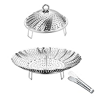 Steamer Basket 21cm Food Steaming Rack Steamer Insert for Meat Dim Sum Seafood, Silver
