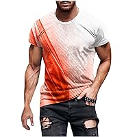 T Shirts for Men Casual Short Sleeve Round Neck 3D Digital Print T-Shirt Summer Fashion Sports Fitness Tops Tees