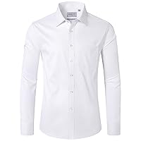 Men Dress Shirts Wrinkle Free Long Sleeve Stretch Twill Casual Button Down Shirt