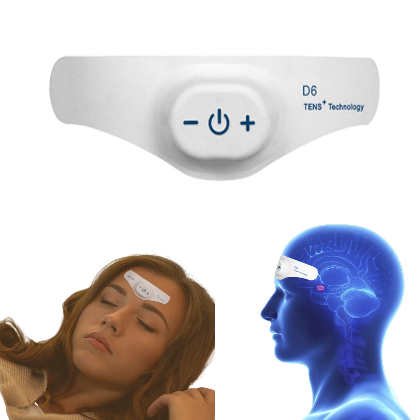 Dispositivo para el tratamiento del dolor de cabeza, el tinnitus y el dolor de muelas, relajante, migraña, sueño asistido por pulso de baja frecuencia, pequeño y fácil de transportar (White)