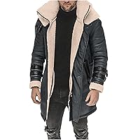 Puffy Jackets Winter Coat For Men Faux Suede Fur Jacket Lapel Heavyweight Thicken Thermal Sherpa Lined Overcoat