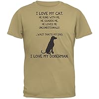 I Love My Doberman Boy Tan Adult T-Shirt - Medium