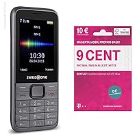 swisstone SC 560 Dual SIM Mobile Phone with Colour Display and Telekom MagentaMobil Prepaid Basic SIM Card without Contract I 9 Ct per Min and SMS to all German Networks, EU Roaming I 10 EUR Start
