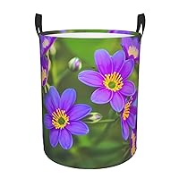 Blooming Flowers Round waterproof laundry basket,foldable storage basket,laundry Hampers with handle,suitable toy storage
