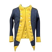 New Revolutionary War Navy Blue With Yellow Lapel Facing Wool Coat, XS-4XL