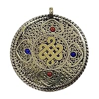 Tibetan Silver Handmade Boho Design Pendants for Women Men Coral Lapis Lazuli Gemstone Pendant for Necklace Infinity Symbol Amulet Fashion Jewelry for Gifts Party