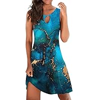 Summer Dresses for Women 2024 Casual Sleeveless Tank Mini Dresses Tie Dye Hollow Out Flowy Swing A Line Boho Beach Sundress