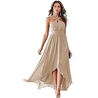 Long Chiffon Bridesmaid Dresses for Women Crisscross Halter Formal Gowns High Low A line Evening Party Dresses