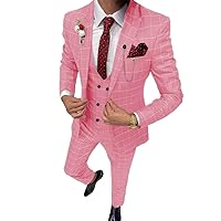 Plaid Suit for Men/Boy Slim Fit 3 Piece Checked Suits Formal Wedding Prom Dress Suits