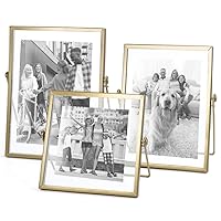 Set of 3 Glass Photo Frame Collection Simple Metal Geometric Picture Frame with Glass Cover Includes 4