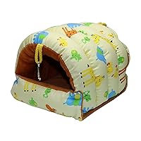 Bird Nest House Winter Warm Hammock Happy Hut Cave Bed for Parrot Budgie Parakeet Cockatiel Conure Hamster Mouse Chinchilla (S, Yellow)