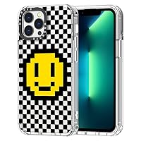 for iPhone 13 Pro Max Case, [Buffertech 6.6 ft Drop Impact] [Anti Peel Off] Clear Shockproof TPU Protective Bumper Phone Cases Cover with Smile Checkered Design for iPhone 13 Pro Max