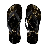 Vantaso Slim Flip Flops for Women Natural Black Gold Marble Yoga Mat Thong Sandals Casual Slippers
