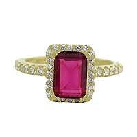 Natural Ruby and White Sapphire Ring, 1.23 Ct, Size 7