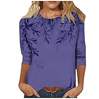 Womens Fashion Tops,3/4 Sleeve Shirts for Women Cute Print Graphic Tees Blouses Casual Plus Size Basic Casual Tops