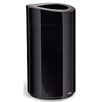 Safco Open-Top Contemporary-Style Trash Can, Stainless Steel, 30 Gallon, Black
