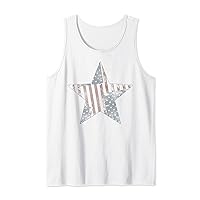 American Flag Patchwork Star Faded Vintage Tank Top