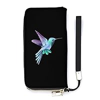 Flying Hummingbird Cute Wallet Long Wristlet Purse Credit Card Holder Cell Phone Purse Elegant Clutch Handbag for Women