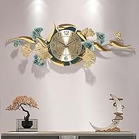 HAODING Wall Decoration Metal Gingko Gold Wall Decoration Metal Wall Clocks 3D Wall Sculptures Ginkgo Modern Luxury Wall Art Home Decor for Living Room Bedroom Dining Room (Colour: A)