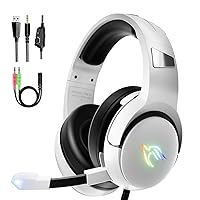 Gaming Headset for PS4/PS5/Nintendo Switch/Xbox, Headset with Microphone, PS4 Headset with Cable and RGB Light, Adjustable Headband for Headphones
