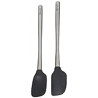 Tovolo Flex-Core Stainless Steel Handled Mini Spatula & Spoonula, Kitchen Utensil Set of Heat-Resistant & BPA-Free Silicone Turner Heads, Cast Iron & Cookware Dishwasher-Safe, 1 EA, Charcoal