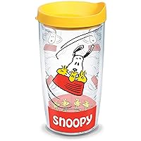 Tervis Peanuts - Snoopy Insulated Tumbler with Wrap and Yellow Lid, 16oz, Clear
