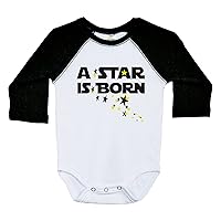 Baffle Funny Long Sleeve Raglan Onesie, A STAR IS BORN, Unisex Baby Clothes, Star Power Onesie, Baby Outfit, Infant One Piece