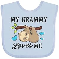 inktastic My Grammy Loves Me with Sloth and Hearts Baby Bib