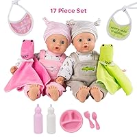 ADORA Twin Baby Dolls Later Alligator Twins Gift Set 11 Soft Baby Dolls In Vinyl 17Piece of Doll Accessoriesfor Toddlers Multi Color