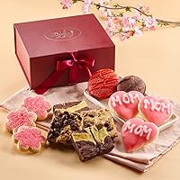 Dulcet Gift Baskets Classic Mother's Day Baked Goodies Dessert Gift Box with Mom Sugar Cookies - Ideal Gift for Mom, Wife, Daughters, Girlfriends.