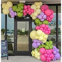 Spring Easter Balloon Garland Arch Kit, 164pcs Lavender Hot Pink Green Pastel Yellow Balloons for Spring Easter Party Supplies Rainbow Balloons for Baby Shower Tea Party Decoration (Rainbow)
