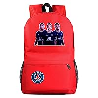 Soccer Stars Backpack Casual Rucksack-Kylian Mbappe&Messi&Neymar Bookbag PSG Graphic Knapsack