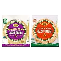 Golden Home Ultra Thin Pizza Crusts Bundle – Sprouted Grain & Original – Pack of 2, 3 Crusts Per Pack - Healthy Choice Pizza Crusts - Protein, Fiber & Omega 3 – Perfect For Your Pantry