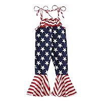 Plain Dress Girls Toddler Kids Girls 4 of July Prints Sleeveless Independence Day Jumpsuit Pants Twin (Navy, 3 Years)