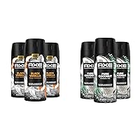 Axe Fine Fragrance Black Vanilla Orange Sandalwood Premium Body Spray 3 Count & Pure Coconut Deodorant Body Spray 3 Count Bundle