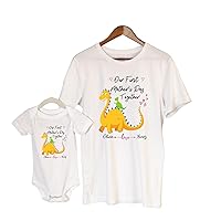 Our First Mother's Day Shirt, Matching Mommy And Me Shirts, Dinosaur Personalized Mothers Day Shirt