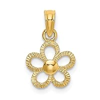 10mm 14k Gold Mini Daisy Flower Cut out and 2 d Charm Pendant Necklace Jewelry for Women