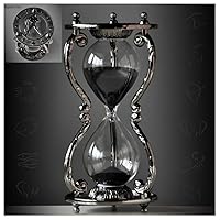 Black Antique Decorative Hourglass Sand Timer - 30 Minute, Unique Vintage 12 Constellations Metal Art Hour Glass for Office Desk Home Decor - Birthday Gift,Aquarius