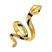 Snake Ring 18K Gold Plated Punk Serpent Statement Long Rings for Women Adjustable Midi Knuckle Cuff Biker Ring Gothic Jewelry