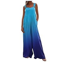 Women 2024 Summer Fashion Overalls Hippie Jumpsuits Solid Color Spaghetti Strap Cute Romper Plus Size Bib Overall